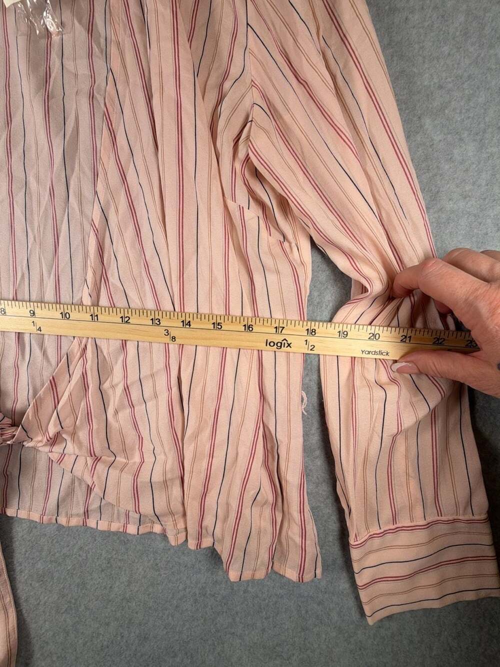 Ann Taylor Silk Blend Striped Tie-Front Blouse Size 14 - Picture 5 of 9